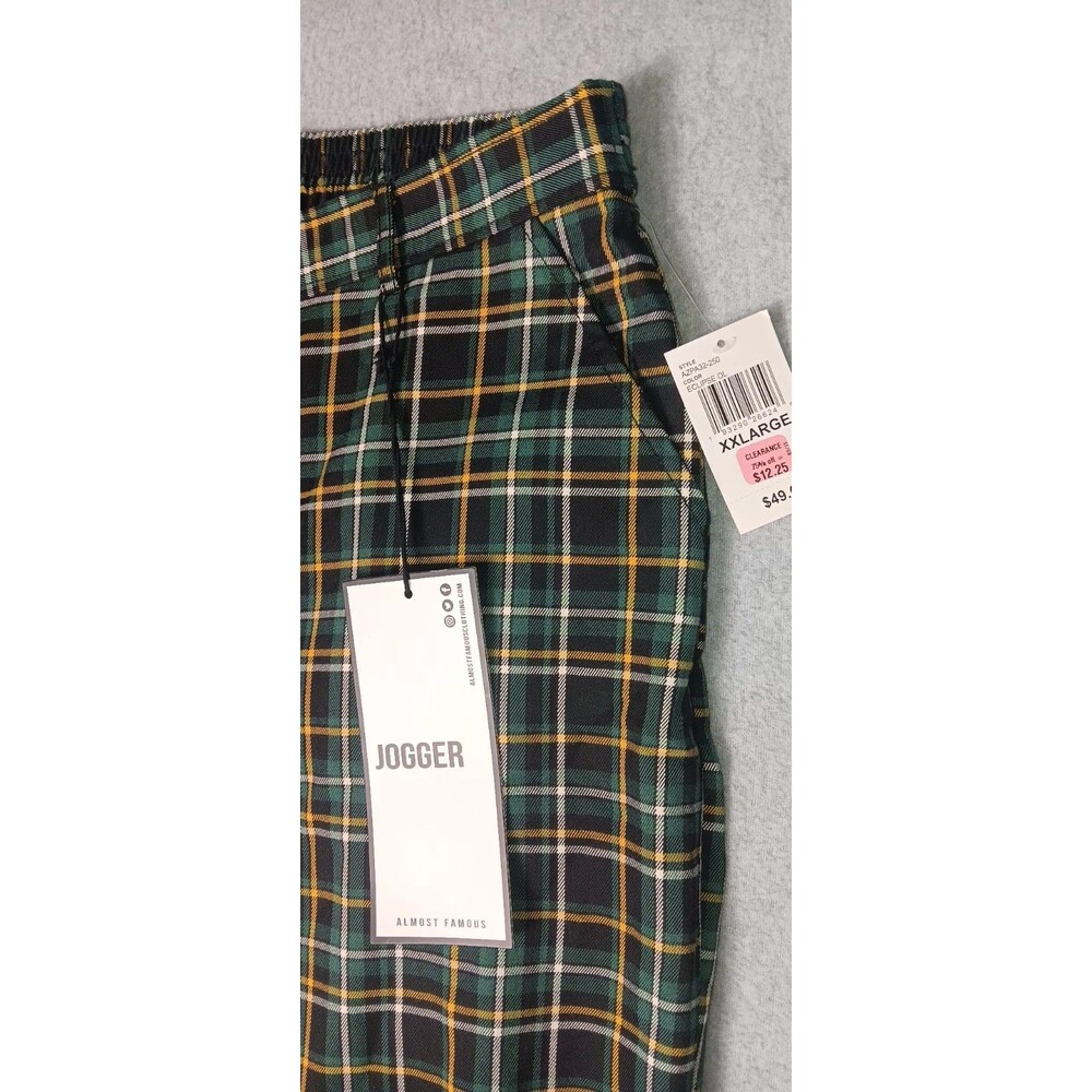 NWT! Almost Famous Plaid Jogger Pants Womens XXL Eclipse Green Skater Streetwear - Picture 10 of 15